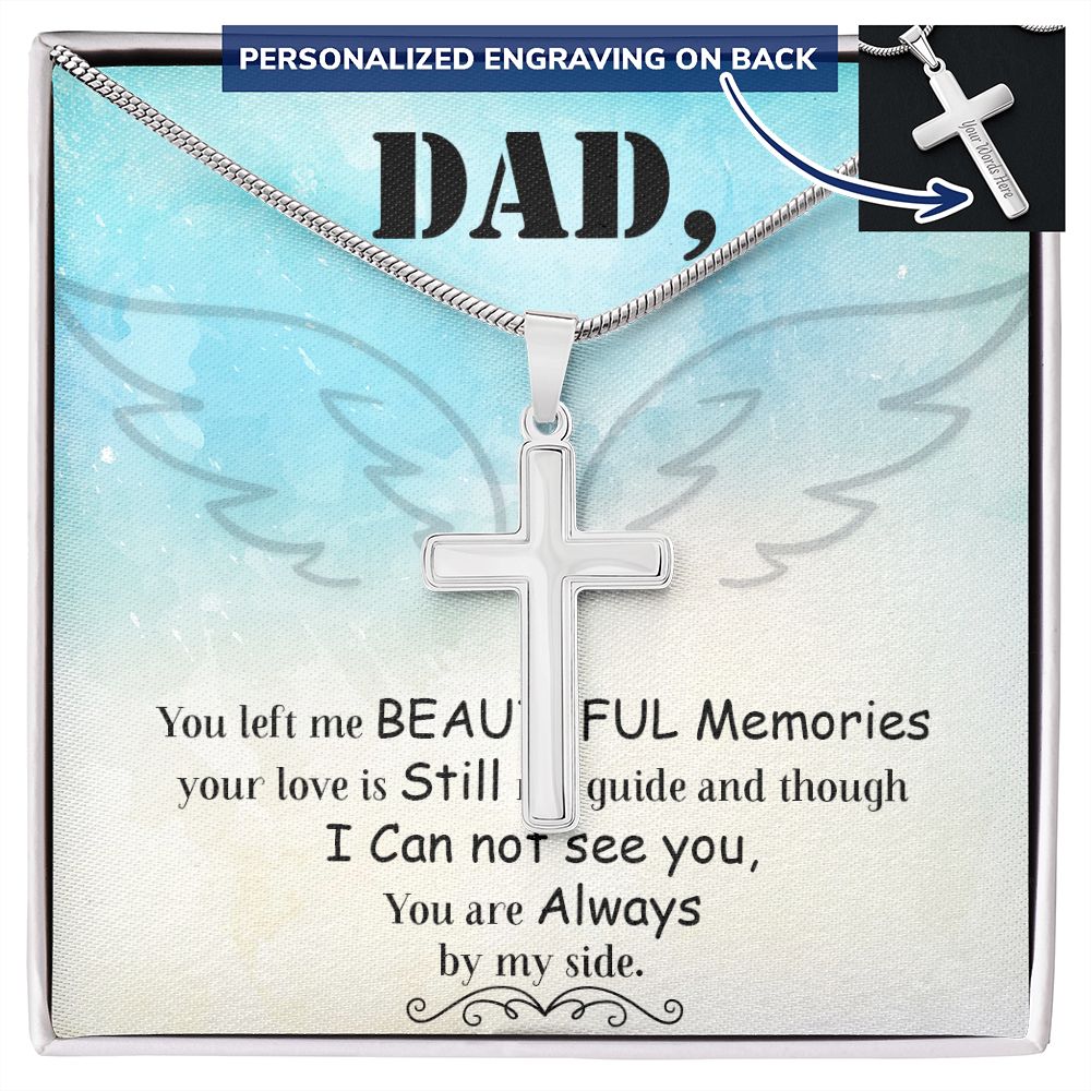 To My Dad Angel Necklace Pendant Gift From Daughter Or Son Necklace Always By My Side Happy Father's Day, To Dad Father In Law Gifts On Birthday Anniversary