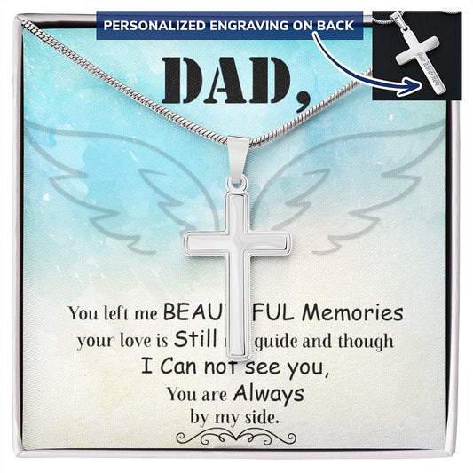 To My Dad Angel Necklace Pendant Gift From Daughter Or Son Necklace Always By My Side Happy Father's Day, To Dad Father In Law Gifts On Birthday Anniversary