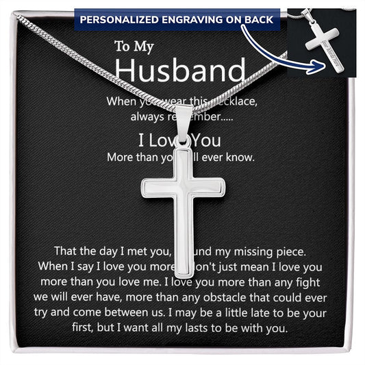 Husband And Wife Cross Necklace, To My Husband Cross Necklace From Wife, Cross Necklace Gift For Husband, Wife To Husband Cross Necklace For Husband Jewelry Gift For Men, Man Gift Necklace For Him Personalized Cross Necklace 2222