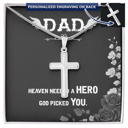 To My Dad Wings Necklace Pendant Gift From Daughter Or Son Necklace Heaven Needed A Hero Happy Father's Day, To Dad Father In Law Gifts On Birthday Anniversary
