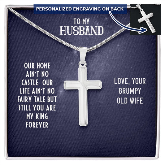 To My Husband Cross Necklace, Husband Necklace from Wife, Gifts For Husband From Wife, Gift For Groom From Bride On Wedding Day, Aniversary Birthday Gift For Him, Valentine Gift for Men10 Personalized Cross Necklace