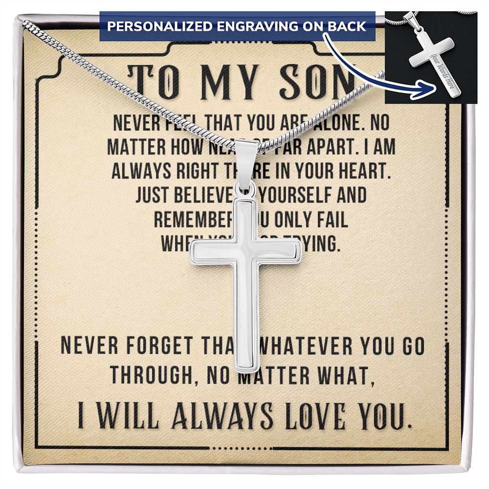 To My Son Cross Necklace Gift From Mom, Jewelry Gift for Him, Teenager Gift Necklace For Son, Birthday Gift for Son, Present From Mom Dad Cross Necklace, Christmas Graduation Gift Necklace For Son Personalized Cross Necklace 2222