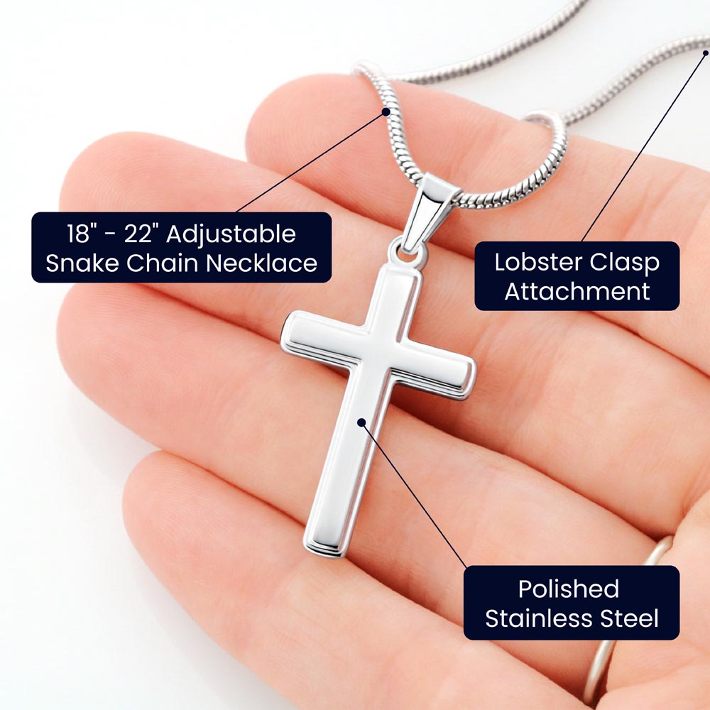 Personalized Necklace Gift For Son, To My Son Cross Necklace from Mom with Message Card and Gift Box, To My Son Cross Necklace for Birthday Graduation Gift For Son, Valentines Gifts for Son from Mom Personalized Cross Necklace 2222