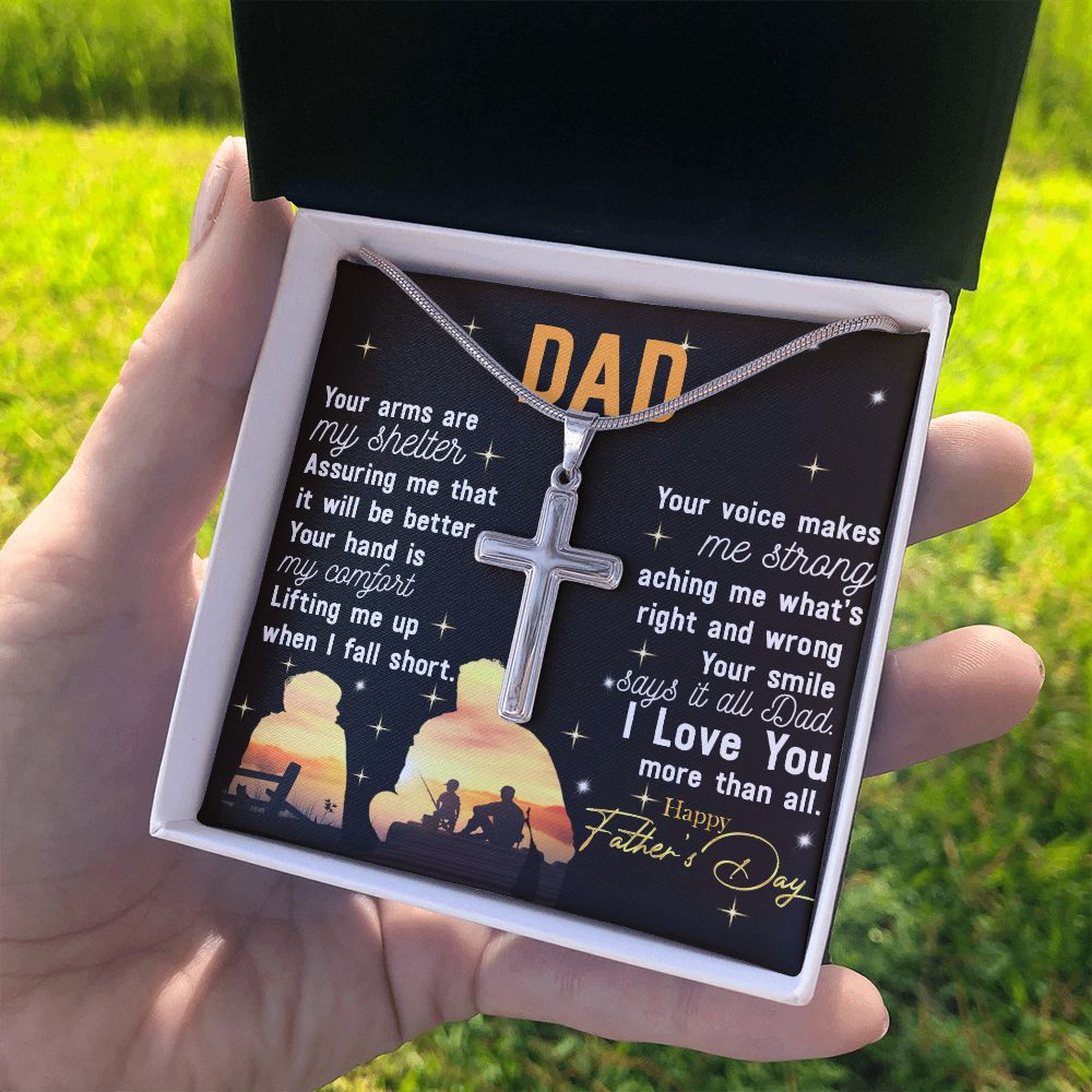 Father's Day Necklace Gift, To My Dad Cross Necklace Gift From Son, Father And Son Cross Necklace Gift For Him, Jewelry Gift For Man, Dad Gift Necklace, Happy Father's Day Necklace, Pendant For Dad Personalized Cross Necklace 2222