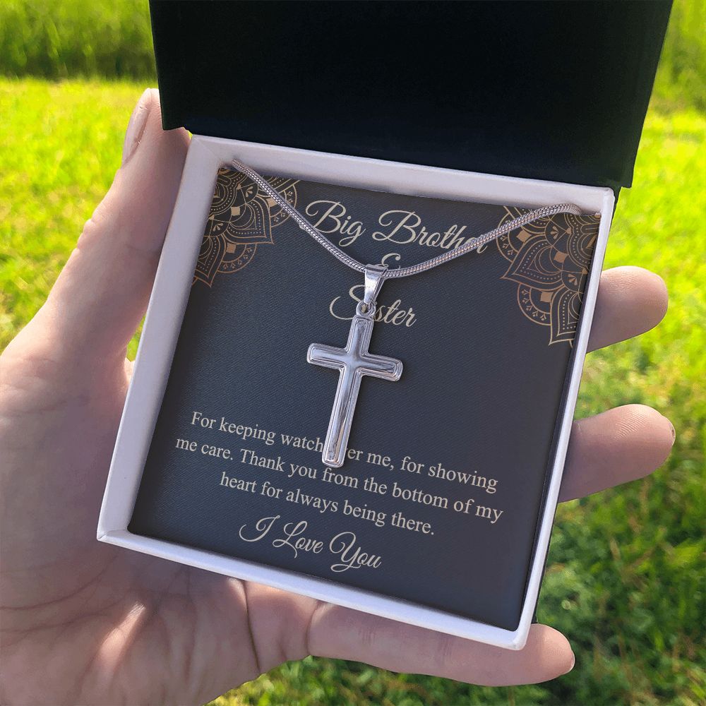 Brother And Sister Gift Cross Necklace, Pendant For Brother Cross Necklace Gift from Sister Jewelry For Men Stainless Artisan Crafted Cross Necklace, Jewelry Gift For Men, Man Pendant Gift For Him Personalized Cross Necklace 2222