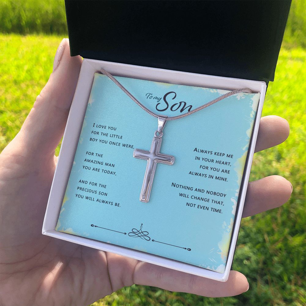 To My Son Cross Necklace From Mom, Cross Necklace Gift For Son From Dad And Mom, Mother To Son Cross Necklace, Jewelry Gift For Men, Artisan Crafted Cross Necklace Gift For Son, Boys Necklace Gift Personalized Cross Necklace 2222