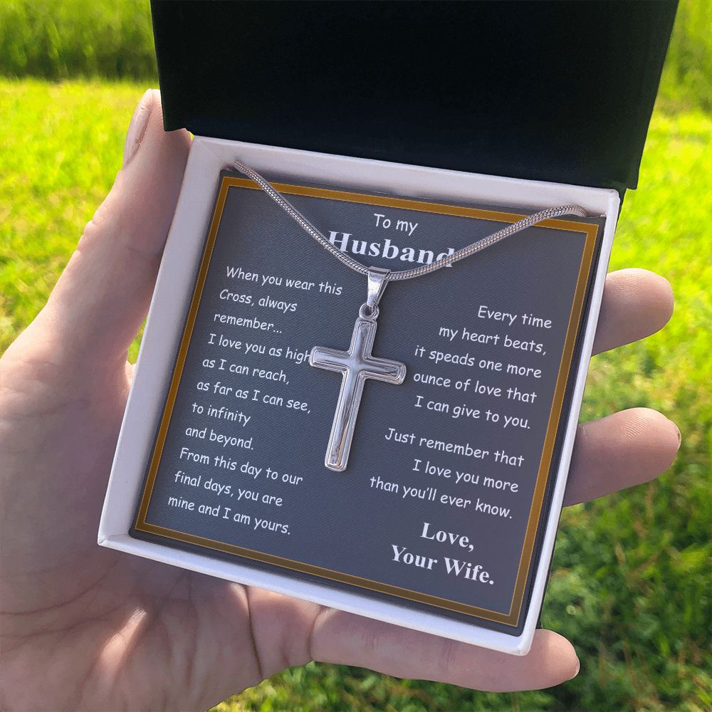 To My Husband Cross Necklace From Wife, Husband And Wife Cross Necklace, Jewelry Gift For Men, Man Gift Necklace, Wife To Husband Cross Necklace Pendant, My Husband Gift Necklace Gift For Him Personalized Cross Necklace 2222