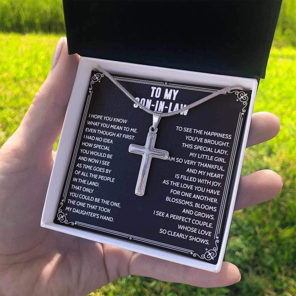 To My Son-in-law Cross Necklace From Mom, Jewelry Gift for Son-in-law From Mom, Wedding Gift Cross Necklace Personalized Gift Necklace For Son-in-law Gift Cross Necklace, Jewelry Gift For Boys Personalized Cross Necklace 2222