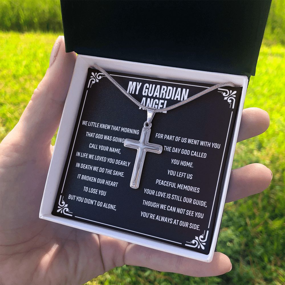 My Guardian Angel Cross Pendant Necklace Gift for Man, To My Husband Cross Necklace From Wife, Jewelry Gift For Men, Man's Gift Necklace, My Guardian Angel Necklace Gift For Men, Jewelry Gift For Him Personalized Cross Necklace 2222