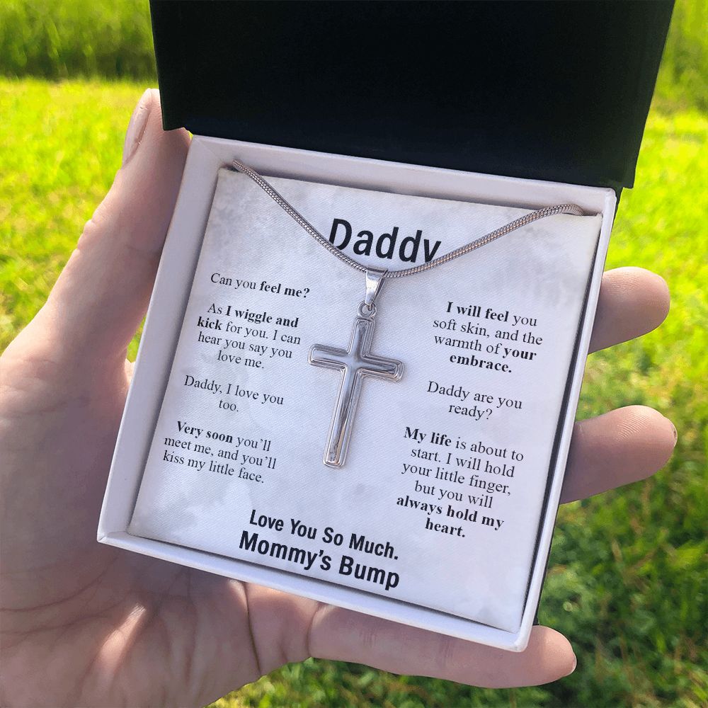 Daddy Gift Necklace, To My Dad Cross Necklace From Daughter, Mommy's Bump Necklace, Father And Daughter Cross Pendant, Jewelry Gift For Men, Mans Gift Necklace To Necklace For Dad From Daughter Personalized Cross Necklace 2222