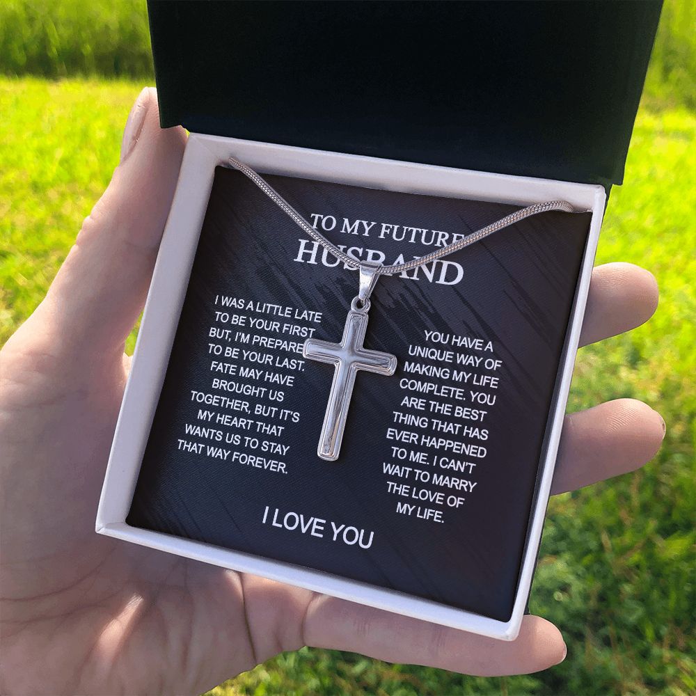 To My Husband Cross Necklace From Wife, Husband And Wife Cross Necklace, Personalized Cross Necklace Gift For Husband Gift Necklace Pendant for Husband, Jewelry Gift For Men, Man's Gift Necklaces Personalized Cross Necklace 2222