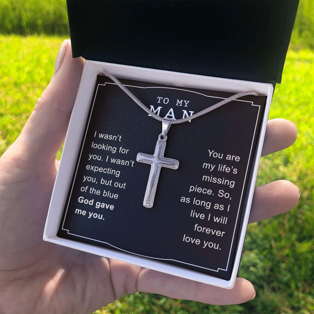 To My Man Cross Necklace From Girlfriend, Engraved Cross Necklace Gift For Husband, Necklace For Man, Jewelry Gift For Men Mans Gift Necklace Personalized Jewelry Gift From Soulmate My Wife Fiancee Personalized Cross Necklace 2222