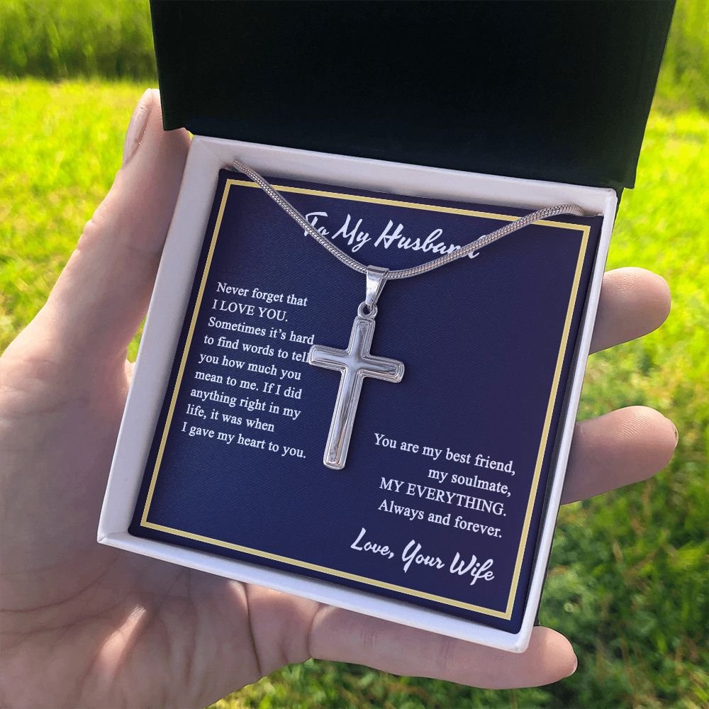 Cross Necklace Gift For Husband, To My Husband Necklace From Wife, Soulmate, Husband Gift Necklace For Him, Jewelry Gift For Men, Mans Gift Necklace Pendant Husband And Wife Gift Pendant From Her Personalized Cross Necklace 2222