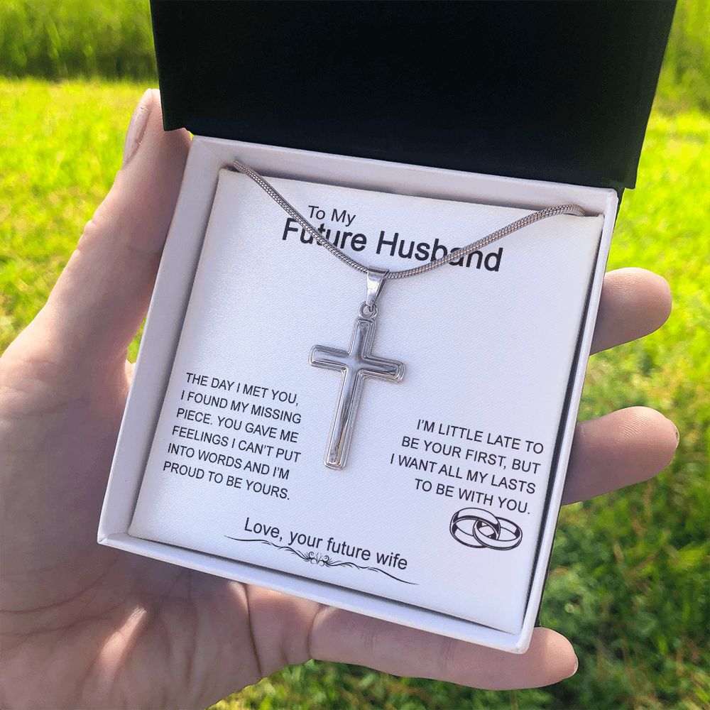 To My Future Husband Cross Necklace From Wife, Soulmate Jewelry Gift For Men, Mans Gift Necklace, Husband And Wife Cross Necklace Pendant, Future Husband Gift Necklace, Cross Necklace Gift For Him