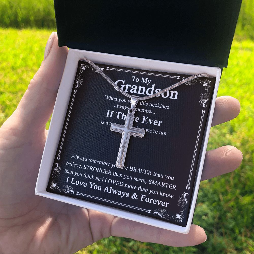 Grandson Gift Cross Necklace for Grandson, Keepsake Gifts Cross Necklace for Grandsons, Personalized Gifts Cross Necklace for Grandson Christmas Birthday Gift for Grandson, Jewelry Gift For Boy Personalized Cross Necklace 2222