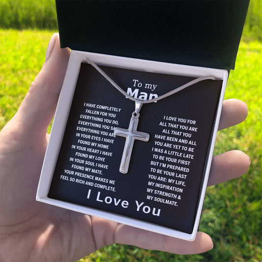 Cross Necklace Gift For Man, To My Man Cross Necklace From Women, Soulmate And Man Gift Necklace, Man And Soulmate Cross Necklace, Jewelry Gift For Men, Mans, Boyfriend Gift Necklace Gift For Him