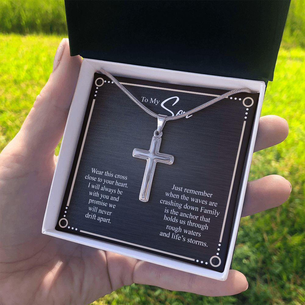To My Son Cross Necklace From Mom, Jewelry Gift For Son From Mom, Cross Necklace Gift For Men, Boys Stainless Steel Cross Chains For Son, Mom To Son Necklace Gift On Birthday Graduation Christmas Personalized Cross Necklace 2222