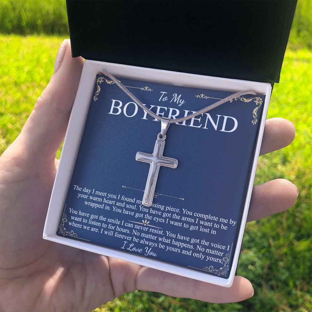 To My Boyfriend Cross Necklace From Girlfriend, Boyfriend Gift Necklace, Cross Necklace Gift For Boyfriend Jewelry Gift For Men, Mans Gift Necklace Boyfriend Gift Necklace For Him, Boy And Girl Gift
