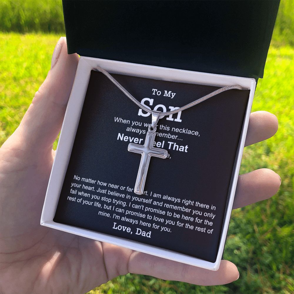 Father to Son Cross Necklace, To My Son Cross Necklace From Father And Son Necklace, Gifts for Son from Dad, Christmas Necklace Gift For Men Holiday Gifts Idea for Son, Necklace for Son from Dad Personalized Cross Necklace 2222
