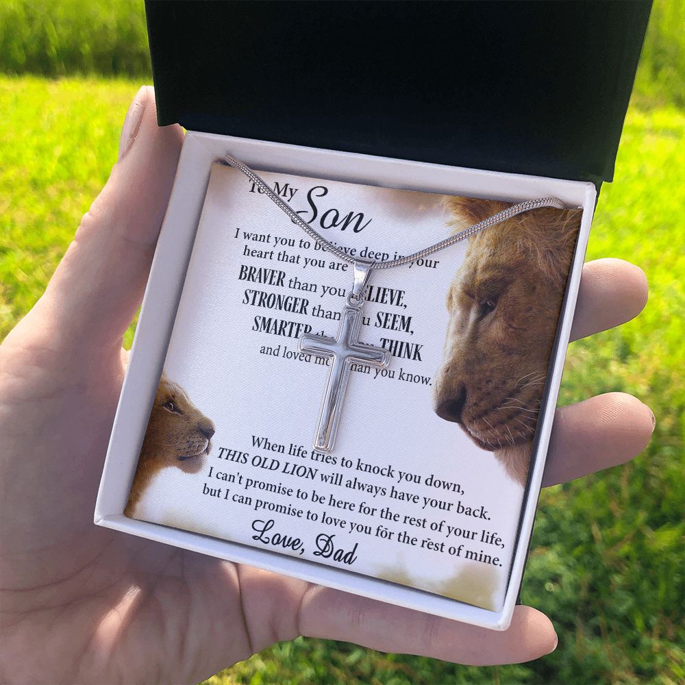 Son Gift Cross Necklace From Dad, To My Son Cross Necklace Love Son Inspirational Gifts Necklace On Birthday Graduation Christmas Holiday Gifts For Son Cross Necklace for Son Gifts From Father Dad Personalized Cross Necklace 2222