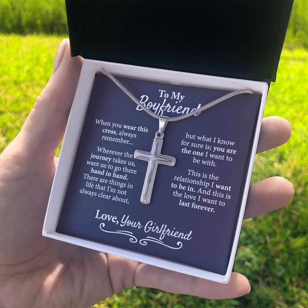 Boyfriend Cross Pendant, To My Boyfriend Cross Necklace From Girlfriend, Jewelry Gift For Men, Man Gift Necklace For Him, Girlfriend And Boyfriend Gift Cross Pendant Gift For Him 14k Stainless Personalized Cross Necklace 2222