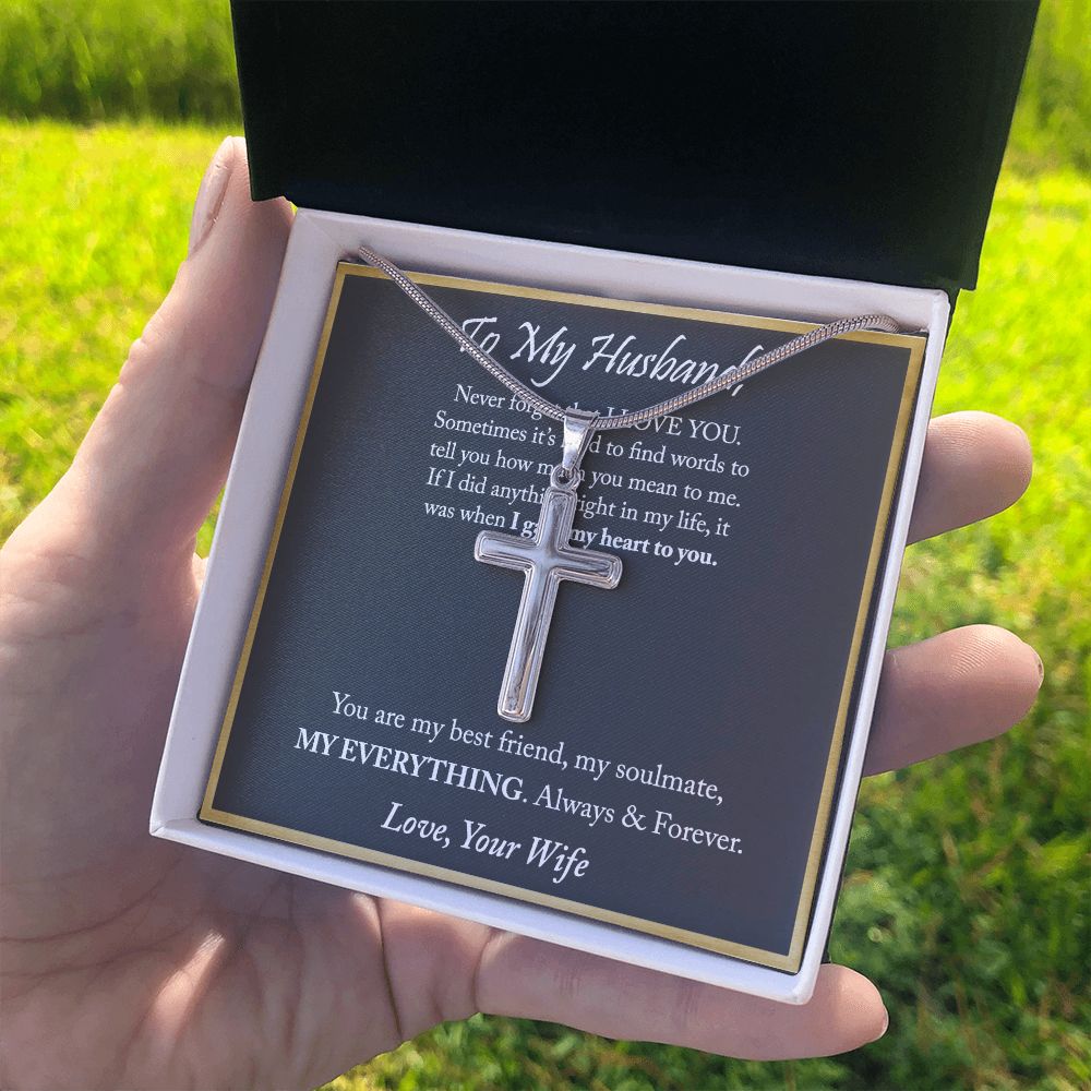 Husband And Wife Cross Necklace, To My Husband Cross Necklace From Wife, Soulmate, Gift Necklace For Husband, Wife To Husband Cross Necklace, Gift Necklace For Husband Jewelry Gift For Men, Mans Personalized Cross Necklace 2222