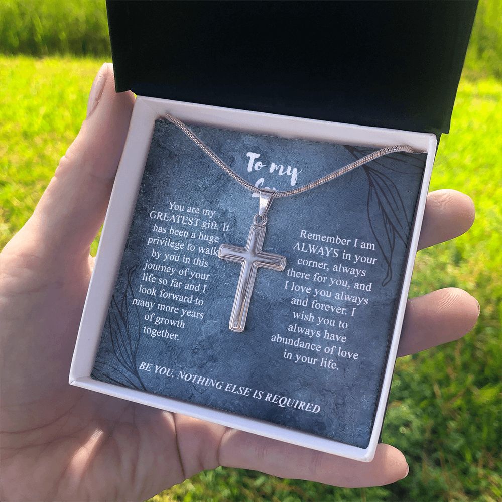 To My Son Cross Necklace From Mom, Son Birthday Gift Necklace, Message Card Gift For Son From Mom Or Dad, Jewelry Gift For Men, Artisan Crafted Cross Necklace Gift For Son, Boys Gift Necklace Personalized Cross Necklace 2222