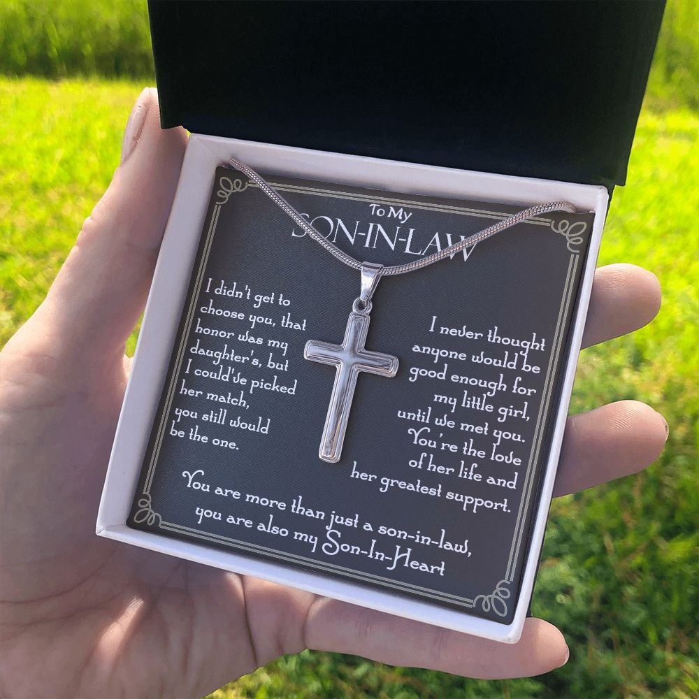 To My Son In Law Cross Necklace From Mom, Son In Law Cross Necklace Gift On Birthday Christmas Graduation Gift from Dad And Mom, Son In Law Necklace Pendant, Jewelry Gift For Boys, Mans Necklace Personalized Cross Necklace 2222
