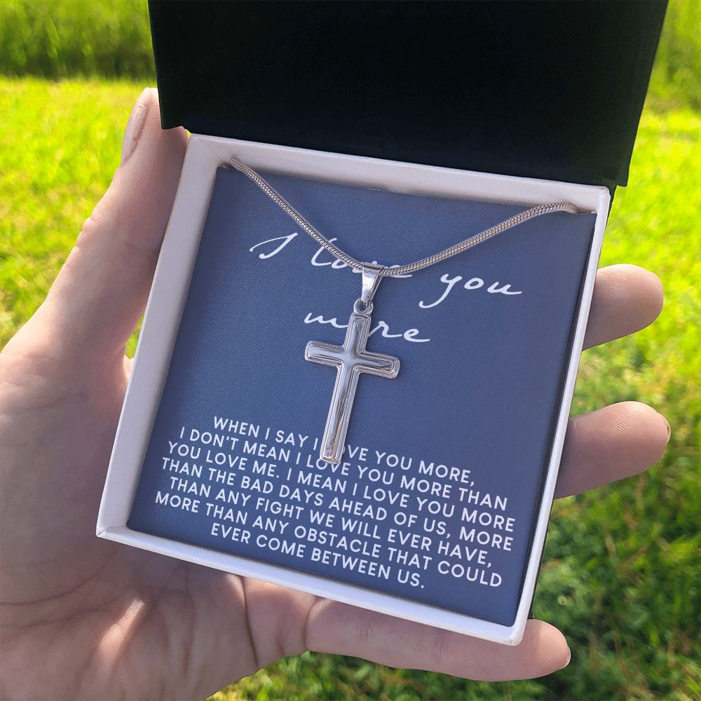 Romantic Gifts For Him, To My Man Necklace From Girl Woman, Soulmate Jewelry For Men Stainless Artisan Crafted Cross Necklace with Message Card Luxury Box, Jewelry Gift For Men, Mans Gift Necklace