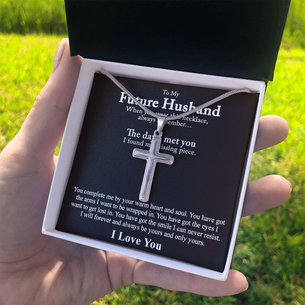To My Future Husband Cross Necklace From Wife, Husband To Be From Wife Cross Pendant, Jewelry Gift For Men, Mans Gift Necklace, Future Husband And Future Wife Artisan Cross Necklace Gift For Him