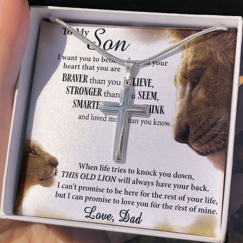 Son Gift Cross Necklace From Dad, To My Son Cross Necklace Love Son Inspirational Gifts Necklace On Birthday Graduation Christmas Holiday Gifts For Son Cross Necklace for Son Gifts From Father Dad Personalized Cross Necklace CrossThuy071221-1-NG-08