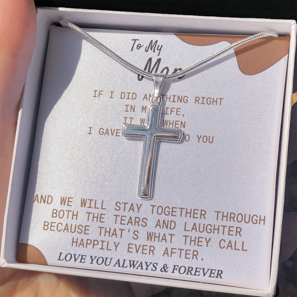 To My Man Cross Necklace From Soulmate, Wife To Husband Cross Necklace, Christmas Necklace Gift For Boyfriend, Jewelry Gift For Mens, Gift Necklace For Man Artisan Cross Necklace Gift For Man Personalized Cross Necklace