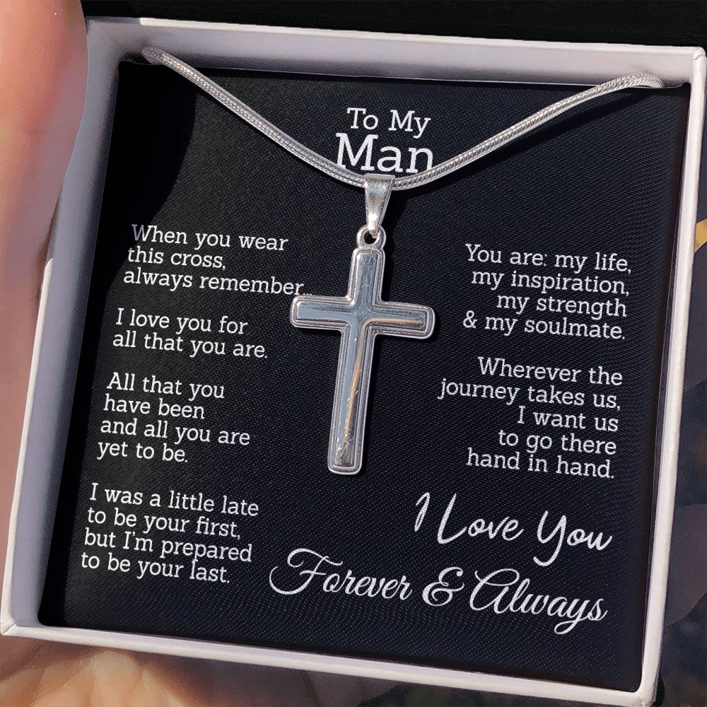 This Cross Always Remember Necklace Gift For Man, To My Man Cross Necklace From Women, Soulmate And Man Gift Necklace, Man And Soulmate Cross Necklace, Jewelry Gift For Mens Boyfriend Gift Necklace Personalized Cross Necklace