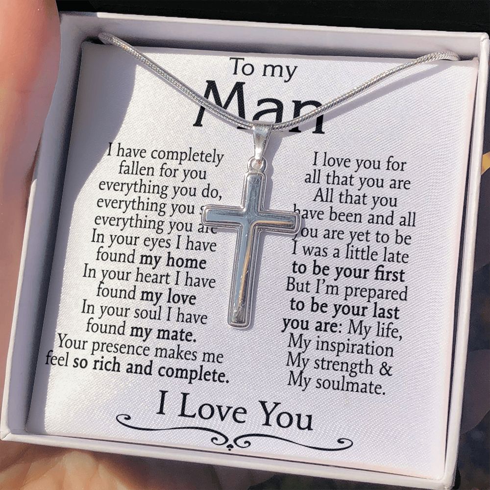 Jewelry For Mens - Personalized Cross Necklace For Men - To My Man Cross Necklace From Girlfriend Fiancee Soulmate, Smorkin Hot - Gift For Husband Boyfriend Birthday Fathers Day Gift Birthday Personalized Cross Necklace