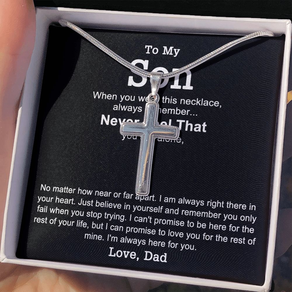 Father to Son Cross Necklace, To My Son Cross Necklace From Father And Son Necklace, Gifts for Son from Dad, Christmas Necklace Gift For Men Holiday Gifts Idea for Son, Necklace for Son from Dad Personalized Cross Necklace
