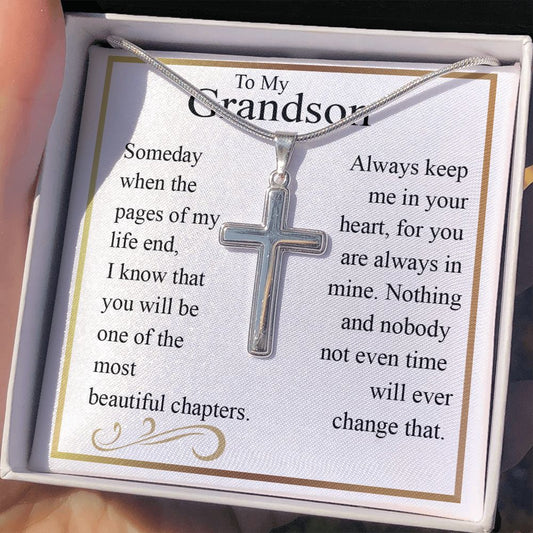 To My Grandson Cross Necklace Gift From Frandma Or Grandpa, Cross Pendant Gift For Grandson From Grandma, Birthday Gifts Necklace For Grandson, Jewelry For Men Cross Necklace Gift For Grandson Gift Personalized Cross Necklace