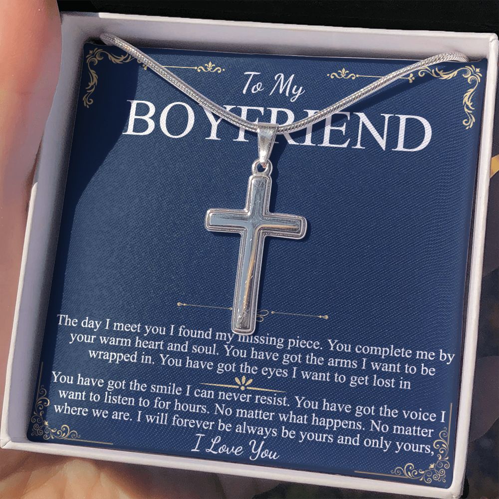 Boyfriend Gift Chain Necklace Promise Necklace for Boyfriend Boyfriend Christmas Personalized Cross Necklace