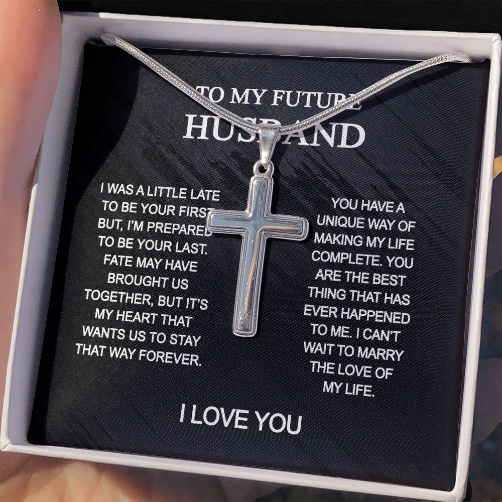 To My Husband Cross Necklace, Husband Necklace from Wife, Gifts For Husband From Wife, Gift For Groom From Bride On Wedding Day, Aniversary Birthday Gift For Him, Valentine Gift for Men8 Personalized Cross Necklace
