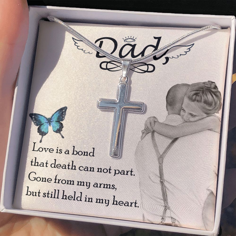 To My Dad Wings Necklace Pendant Gift From Daughter Or Son Necklace Love Is Bond Happy Father's Day, To Dad Father In Law Gifts On Birthday Anniversary