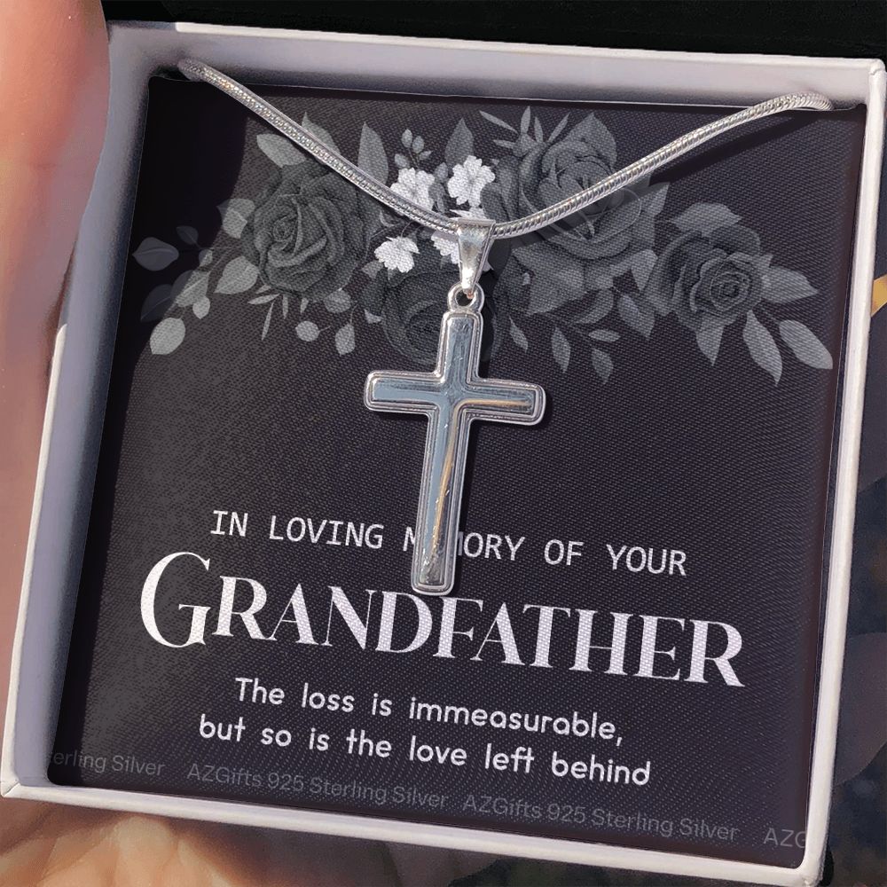 Grandfather Memorial Gift, Loss Of Grandfather, Loss Grandfather, Loss Of A Family Member, Memorial Gift For Loss Of, Grandpa Memorial Keepsake Jewelry, Necklace for Women Personalized Cross Necklace