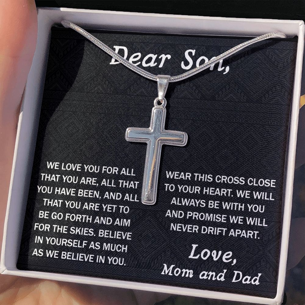 To My Son Necklace From Mom, Son Gifts From Mom and Dad, Mother and Son Necklace, Birthday Gift For My Son Graduation Christmas Faith Cross Necklace Present7 Personalized Cross Necklace