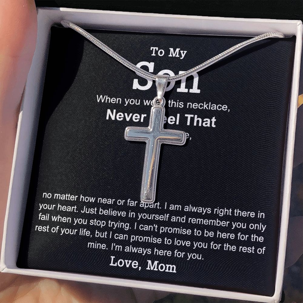 Mother And Son Gift Cross Necklace, To My Son Cross Necklace From Mom, Mother to Son Gift Necklace Mom and Son Gift Personalized Cross Necklace For Son From Mom, Mother Son Cross Jewelry for Boys Personalized Cross Necklace