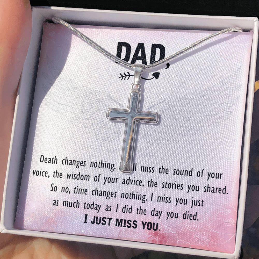 To My Dad Angel Necklace Pendant Gift From Daughter Or Son Necklace Death Changes Nothing Happy Father's Day, To Dad Father In Law Gifts On Birthday Anniversary