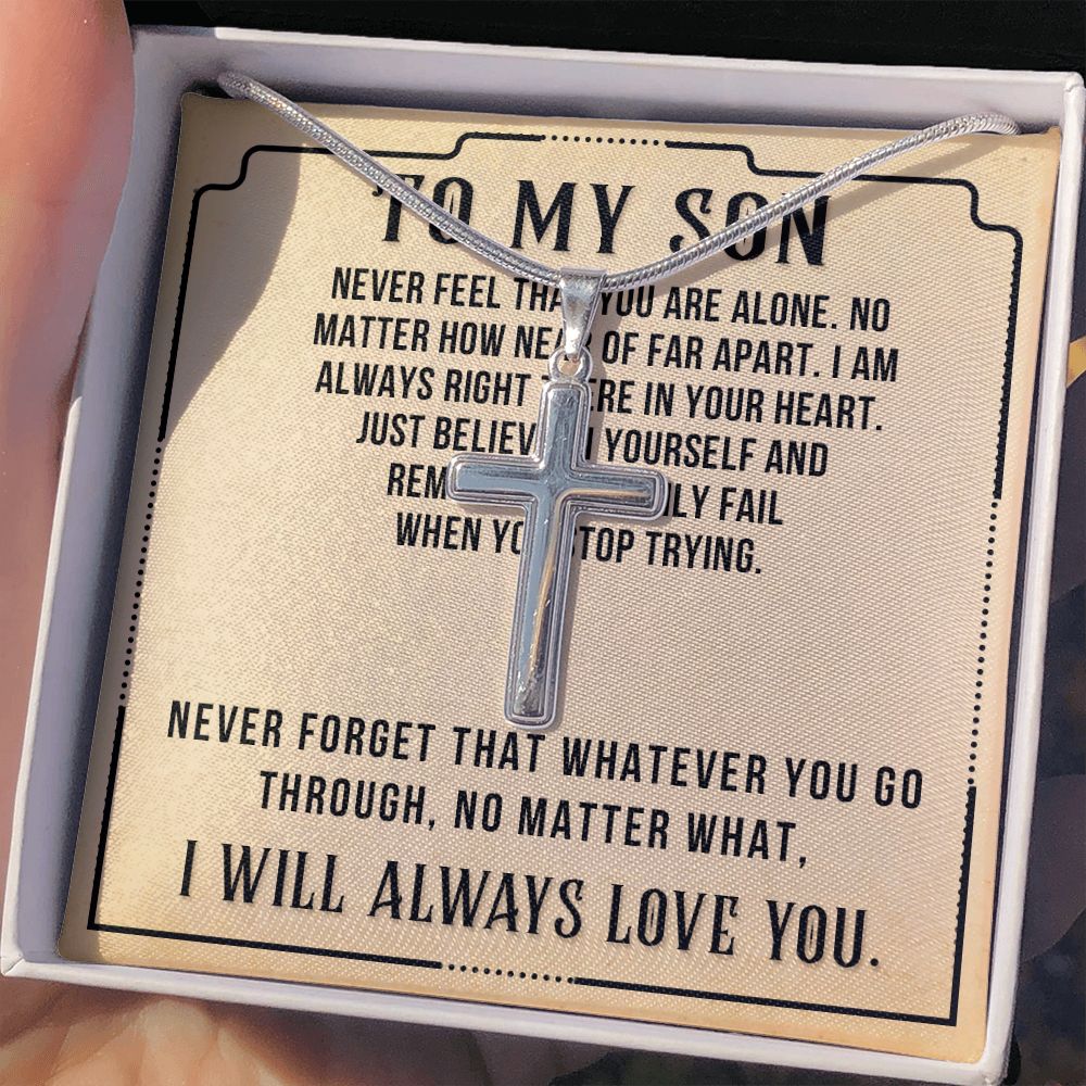 To My Son Cross Necklace Gift From Mom, Jewelry Gift for Him, Teenager Gift Necklace For Son, Birthday Gift for Son, Present From Mom Dad Cross Necklace, Christmas Graduation Gift Necklace For Son Personalized Cross Necklace