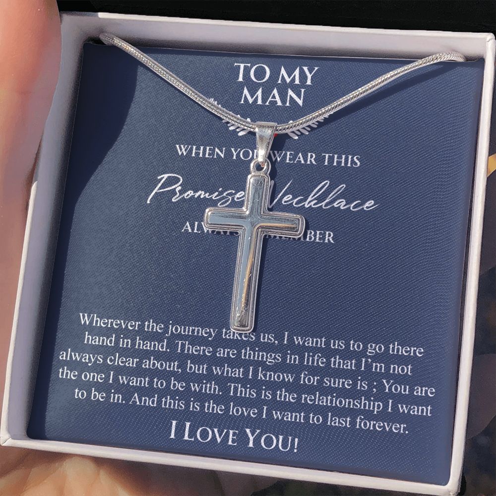 To My Man Necklace Anniversary Gift for Boyfriend, Boyfriend Birthday Gift 175087501988 Personalized Cross Necklace