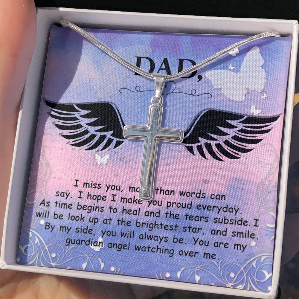 To My Dad Wings Necklace Pendant Gift From Daughter Or Son Necklace I Miss You More Than Happy Father's Day, To Dad Father In Law Gifts On Birthday Anniversary