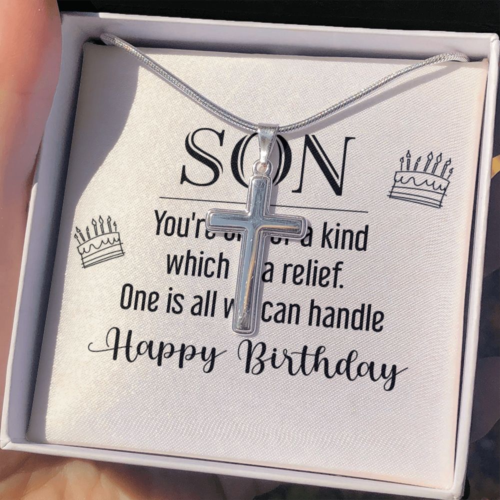 To My Son Necklace From Mom, Son Gifts From Mom and Dad, Mother and Son Necklace, Birthday Gift For My Son Graduation Christmas Faith Cross Necklace Present718 Personalized Cross Necklace