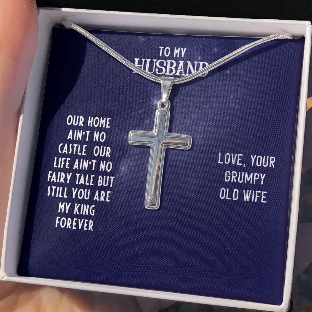 To My Husband Cross Necklace, Husband Necklace from Wife, Gifts For Husband From Wife, Gift For Groom From Bride On Wedding Day, Aniversary Birthday Gift For Him, Valentine Gift for Men10 Personalized Cross Necklace