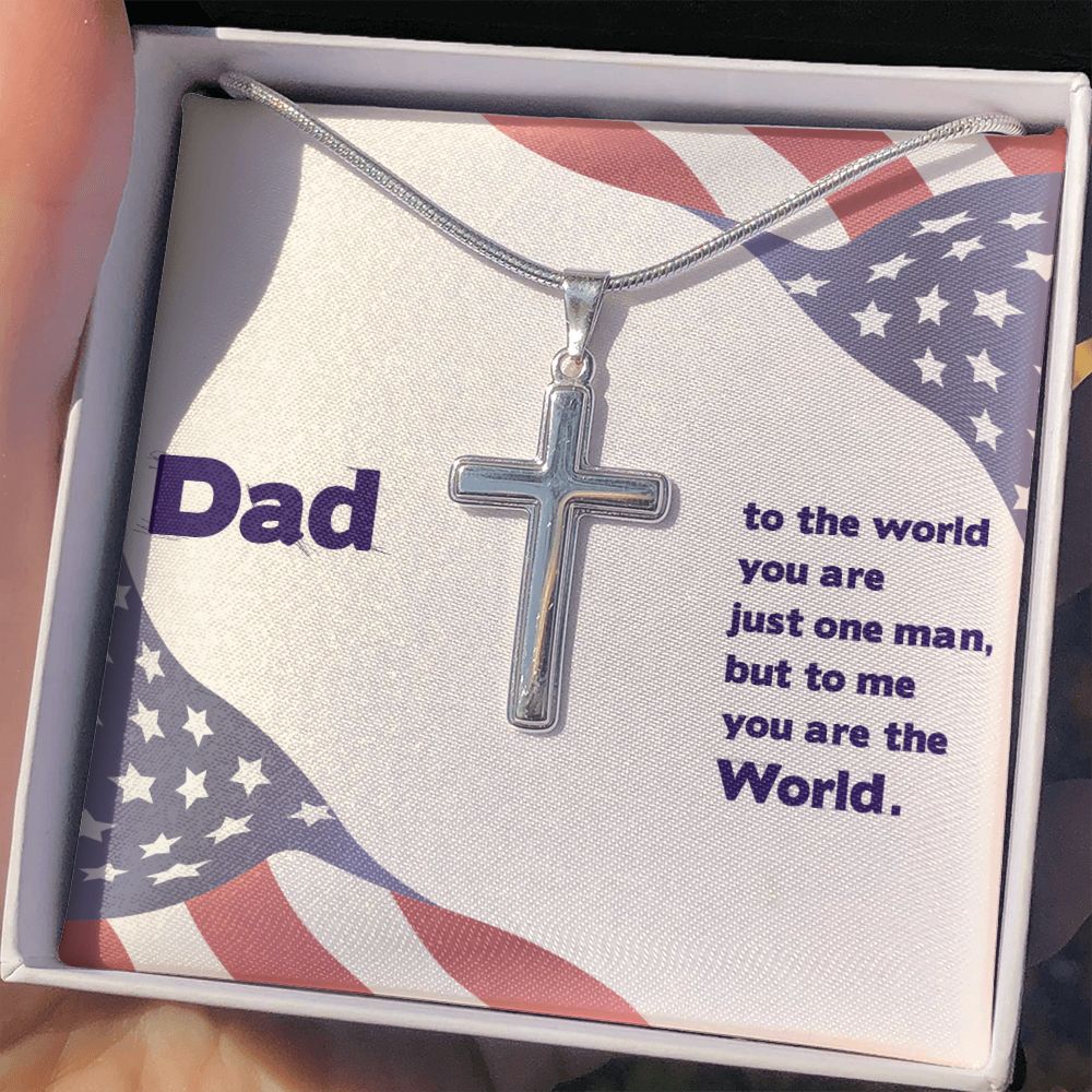 To My Dad Milittary Necklace Pendant Gift From Daughter Or Son Necklace To The World Happy Father's Day, To Dad Father In Law Gifts On Birthday Anniversary