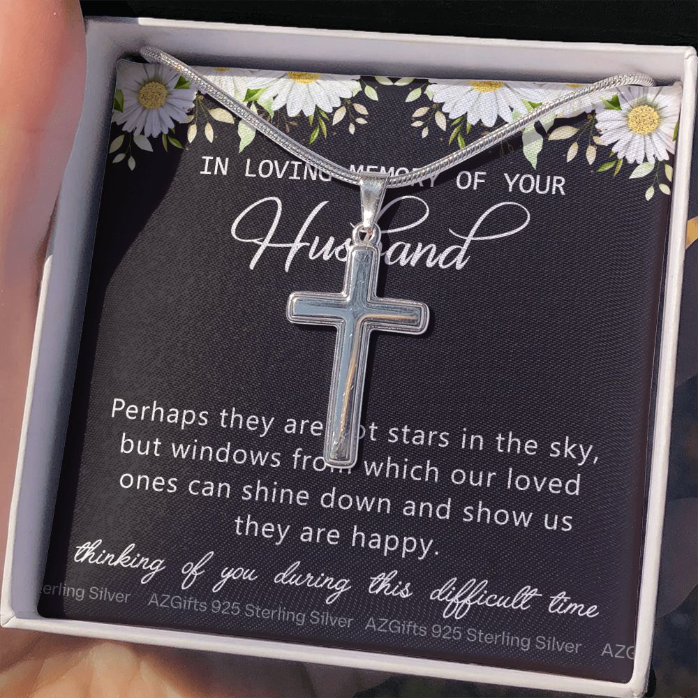 Loss Of Husband Necklace Gift, Sympathy Loss Of Husband, Husband Memorial Loss Of Husband, Loss Of Husband Necklace, Loss Of A Husband Gift Personalized Cross Necklace